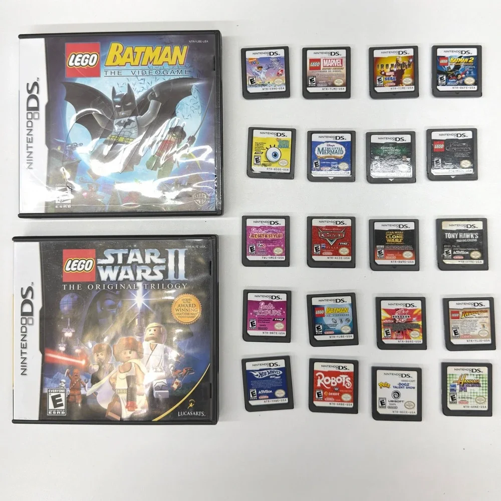 Nintendo DS Game Lot LEGO Star Wars Batman Marvel Barbie Disney 20 Game Bundle